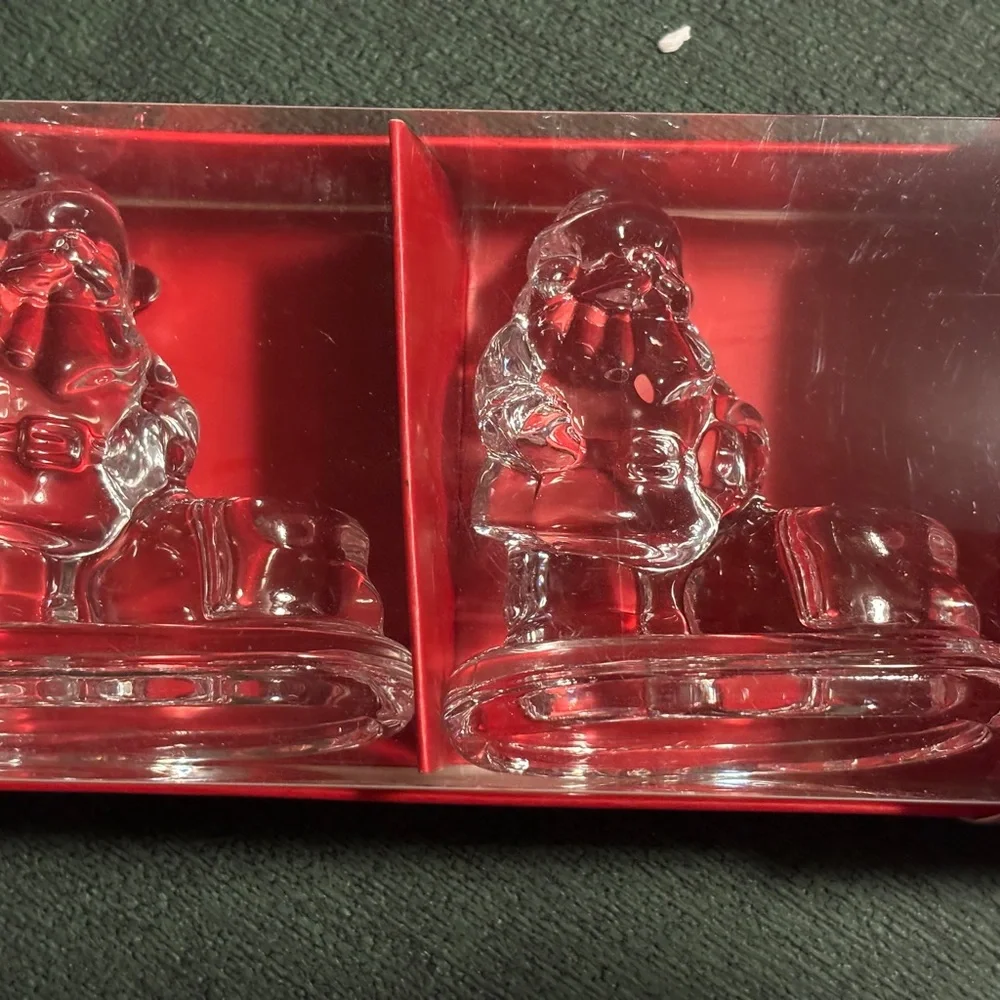 Williams Sonoma Santa Tiny Taper Holders - Clear